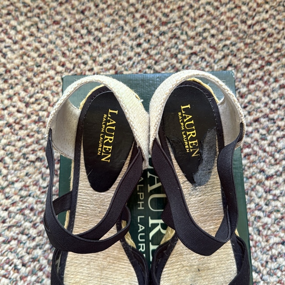 Woman’s Ralph Lauren Casandra Eucalyptus Linen Espadrille Size 9B - Black - Picture 7 of 8